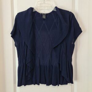 89th & Madison Short Sleeve Ruffled Sweater, Shrug, Cardigan, Medium